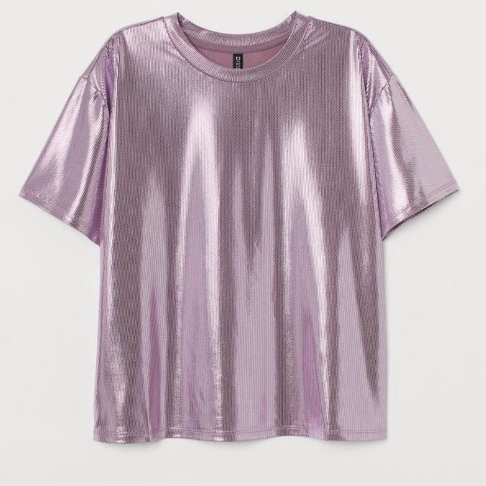 H&M Divided Purple Metallic Short-Sleeved Top